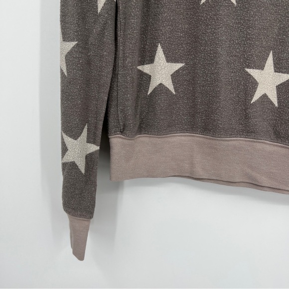Wildfox Star Print Knit Long Sleeves Gray Crewneck Heathered Pullover Sweater - Picture 9 of 12